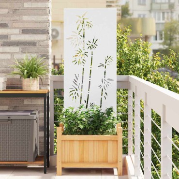 vidaXL Οθόνη Ιδιωτικότητας Κήπου Floral Λευκό 50 x 140 εκ