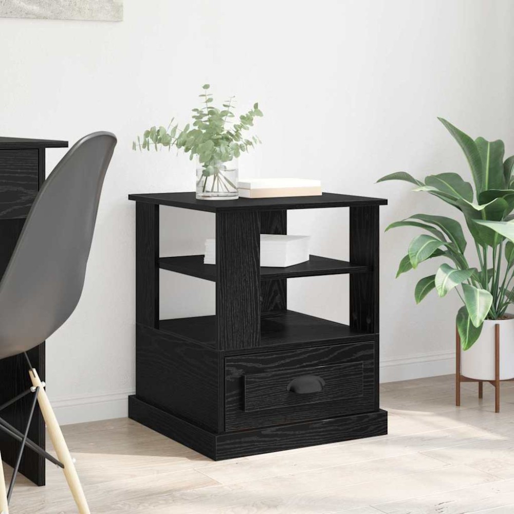 vidaXL Κομοδίνο Μαύρη Οξυά 50x50x60cm Επεξεργασμένο Ξύλο 1 τεμ.