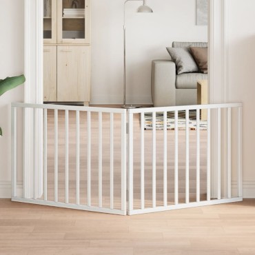 vidaXL Πόρτα Σκύλου Πτυσσόμενη 2 Πάνελ Λευκή 160 εκ. από Ξύλο Λεύκας