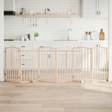 vidaXL Πόρτα Σκύλου με Πόρτα Πτυσσόμενη 6 Πάνελ από Ξύλο Λεύκας 300 εκ.