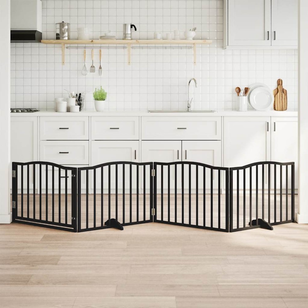 vidaXL Πόρτα Σκύλου με Πόρτα Πτυσσόμενη 4 Πάνελ Μαύρη 320 εκ. από Ξύλο Λεύκας vidaXL Πόρτα Σκύλου με Πόρτα Πτυσσόμενη 4 Πάνελ Μαύρη 320 εκ. από Ξύλο Λεύκας