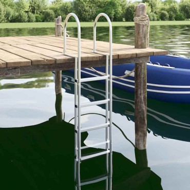 vidaXL Σκάλα Ντεκ 4 Σκαλοπατιών Ασημί 45 ×11,5 ×162 εκ Αλουμίνιο