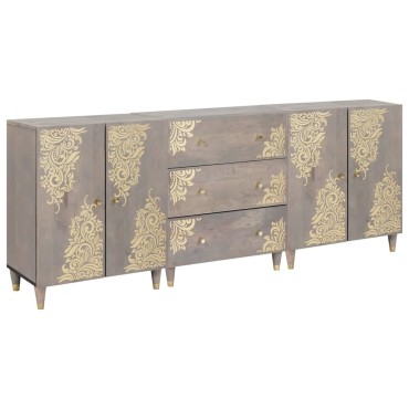 vidaXL Σετ Ντουλαπιών Μπάνιου 3 τεμ. 180x33x75cm Γκρι και Χρυσό