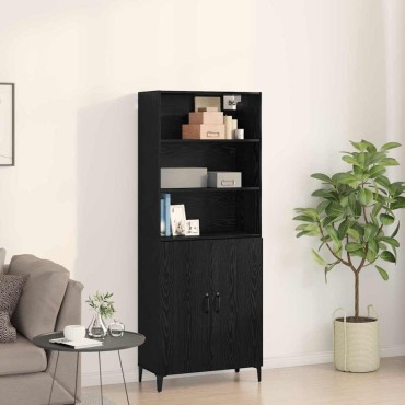 vidaXL Highboard Μαύρη Οξυά 69,5x32,5x180cm Επεξεργασμένο Ξύλο 1 τεμ.