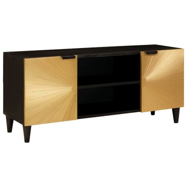 vidaXL Ντουλάπι TV Μαύρο και Χρυσό 105x33x46cm 1 τεμ.