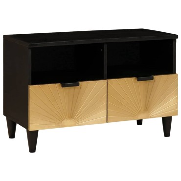 vidaXL Ντουλάπι TV Μαύρο και Χρυσό 70x33x46cm Επεξεργασμένο Ξύλο 1 τεμ.