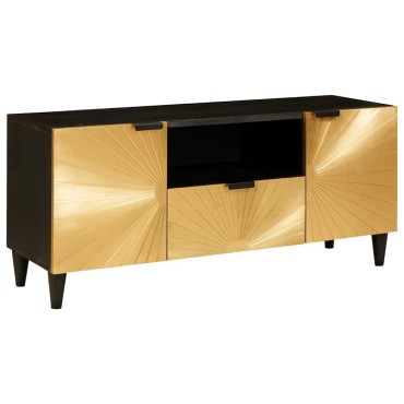 vidaXL Ντουλάπι TV Μαύρο και Χρυσό 105x33x46cm 1 τεμ.
