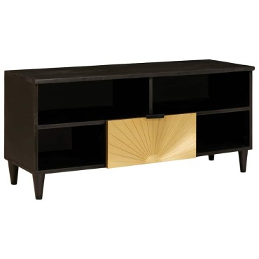vidaXL Ντουλάπι TV Μαύρο και Χρυσό 100x33x46cm Επεξεργασμένο Ξύλο 1 τεμ.
