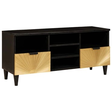 vidaXL Ντουλάπι TV Μαύρο και Χρυσό 100x33x46cm Επεξεργασμένο Ξύλο 1 τεμ.