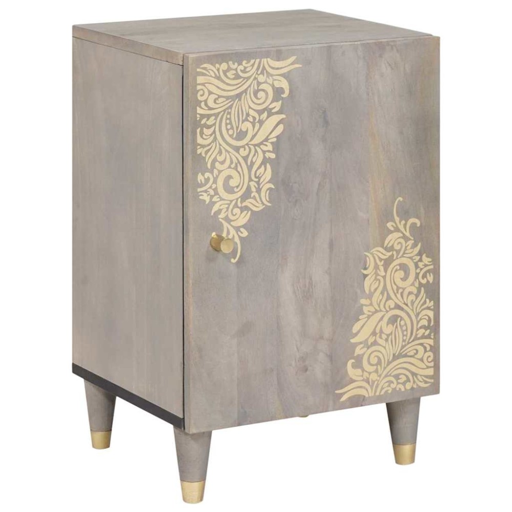 vidaXL Ντουλάπι Μπάνιου Γκρι 38x33x58cm Στερεό ξύλο μάνγκο 1 τεμ.