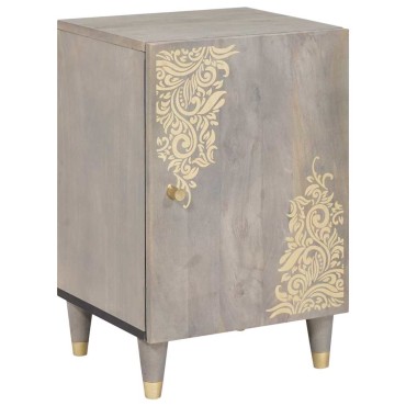 vidaXL Ντουλάπι Μπάνιου Γκρι 38x33x58cm Στερεό ξύλο μάνγκο 1 τεμ.