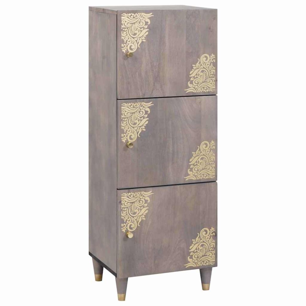 vidaXL Highboard Γκρι και Χρυσό 40x33x110cm Στερεό ξύλο μάνγκο