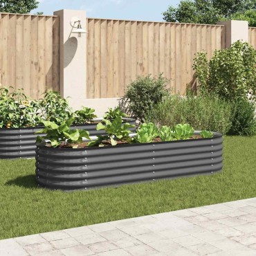 vidaXL Ζαρντινιέρα Υπερυψωμένη Γκρι 240x80x44 εκ. Γαλβανισμ. Χάλυβας