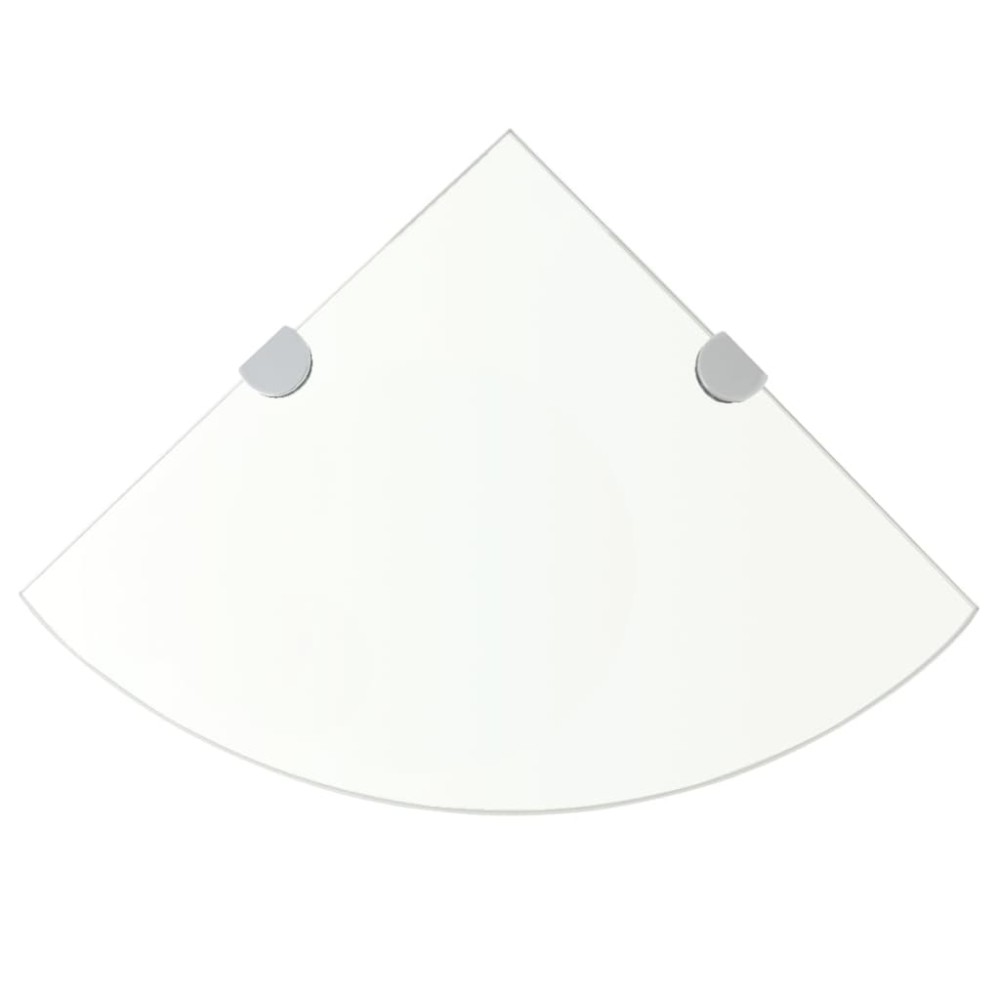 vidaXL Ράφια Γωνία 2 τεμ. Διάφανα 25x25cm Γυάλινα + Στηρίγματα Χρωμίου