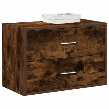 vidaXL Ντουλάπι με 2 συρτάρια Καπνιστή Δρυς 60x31x40cm από Επεξ. Ξύλο 1 τεμ.