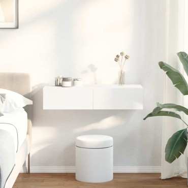 vidaXL Ράφι τοίχου με συρτάρια Λευκό 80x33x17cm Κατασκευασμένο ξύλο 1 τεμ.