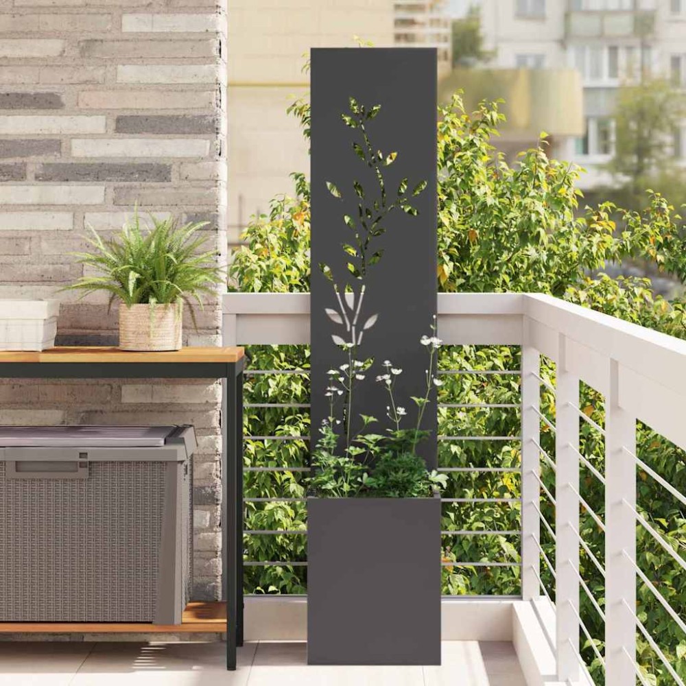 vidaXL Οθόνη Ιδιωτικότητας Κήπου Floral Μαύρο 32 x 32 x 150 εκ