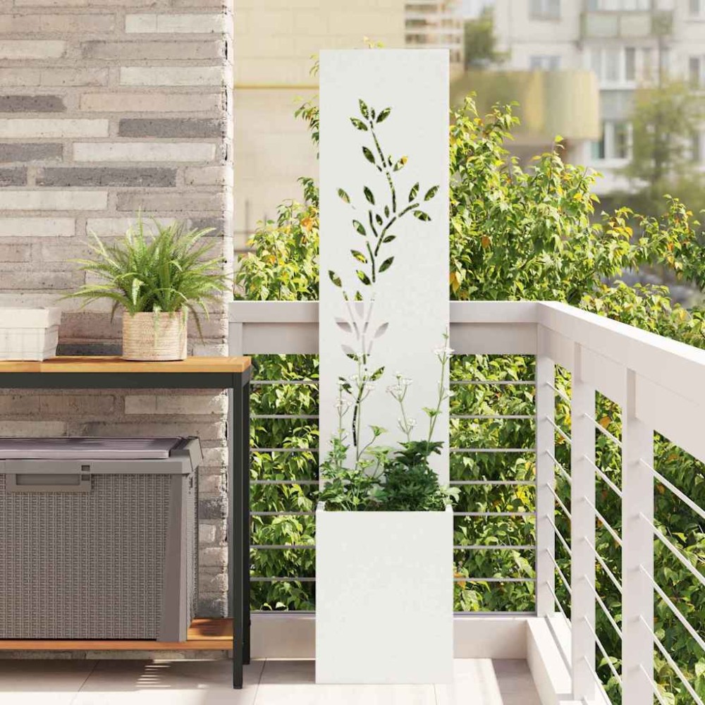 vidaXL Οθόνη Ιδιωτικότητας Κήπου Floral Λευκό 32 x 32 x 150 εκ