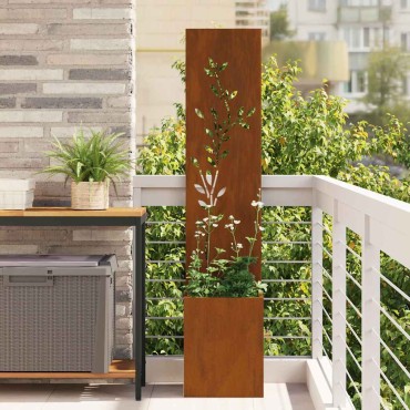 vidaXL Οθόνη Ιδιωτικότητας Κήπου Floral Σκ rusty 32 x 32 x 150 εκ