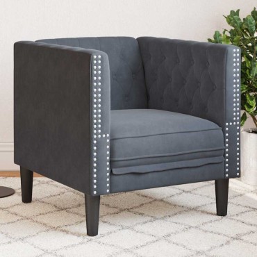 vidaXL Καναπές Σκούρο Γκρι 74,5x71x70,5cm Βελούδο