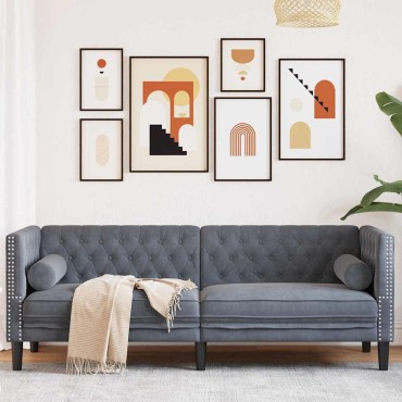 vidaXL Καναπές Σκούρο Γκρι 194x74,5x70,5cm Βελούδο