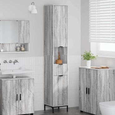 vidaXL Ντουλάπι Μπάνιου Γκρίζο Σονομα 31,5x33x190cm 1 τεμ.