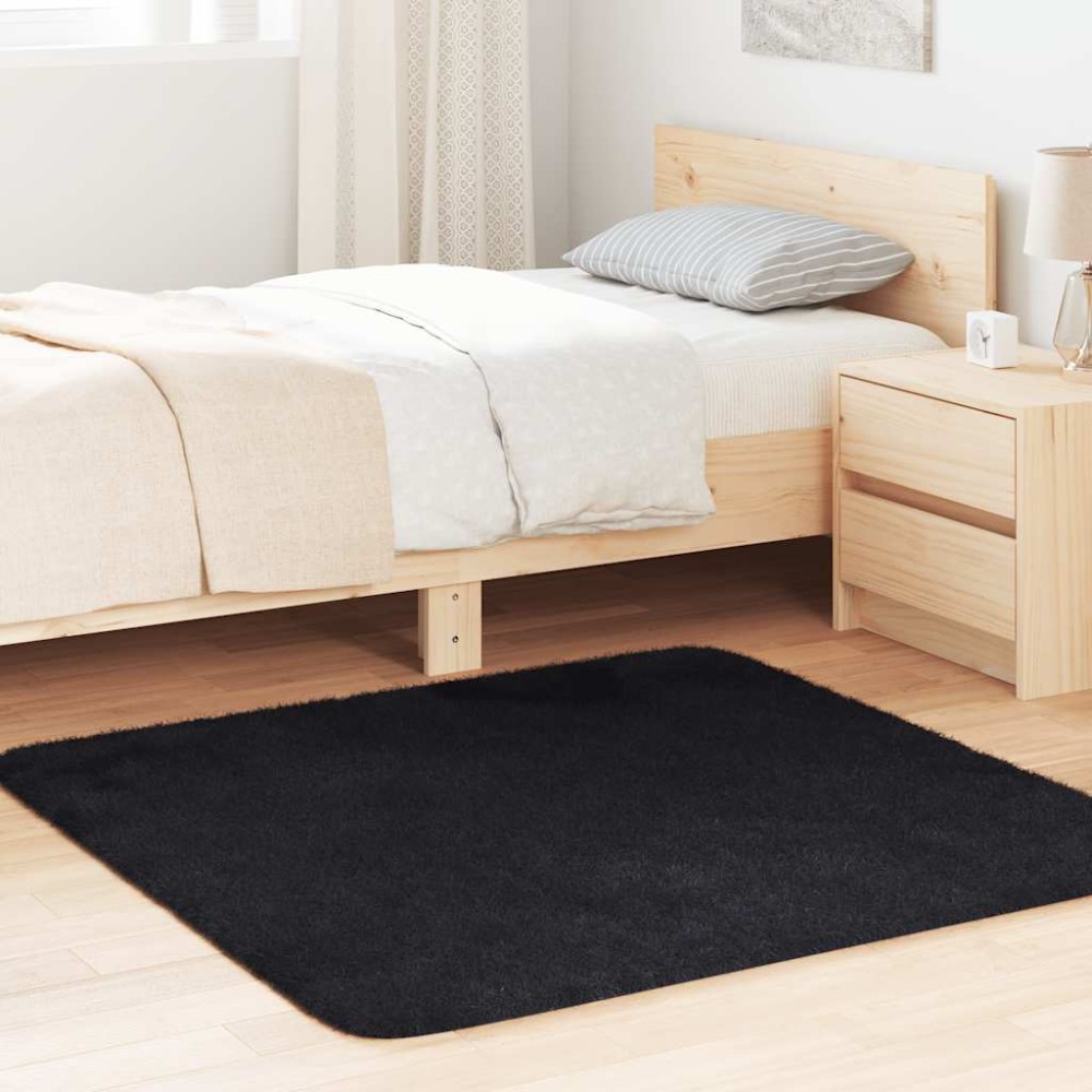 vidaXL Χαλί Shaggy με Ψηλό Πέλος NAVARRA Μαύρο 120x120cm πολυεστέρας