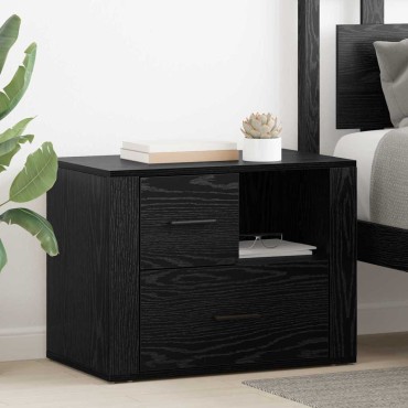 vidaXL Κομοδίνο Μαύρη Οξυά 35x60x50cm Επεξεργασμένο Ξύλο 1 τεμ.