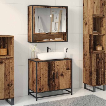 vidaXL Ντουλάπα Νιπτήρα Mπάνιου Παλιό Ξύλο 65x33x60 εκ