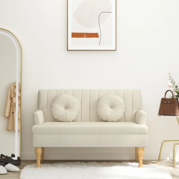 vidaXL Παγκάκι 113x64,5x75,5cm Λινό με Μαξιλάρια