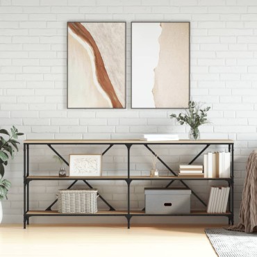 vidaXL Τραπεζάκι Κονσόλα Sonoma Δρυς 180x30x75cm Επεξ. Ξύλο/Σίδηρος 1 τεμ.
