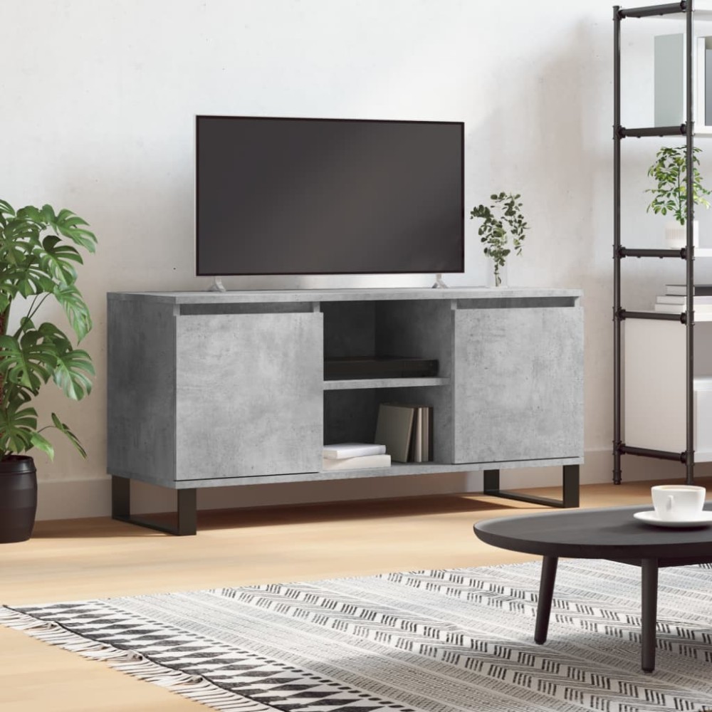 vidaXL Έπιπλο Τηλεόρασης Γκρι Σκυροδ. 104x35x50cm Επεξεργ. Ξύλο