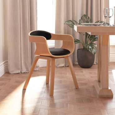 vidaXL Καρέκλα Τραπεζαρίας Μαύρη από Συνθετικό Δέρμα & Λυγισμένο Ξύλο 49x51x70cm 1 τεμ.