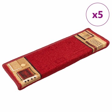 vidaXL Πατάκια Σκάλας Αυτοκόλλητα 5 τεμ. Κόκκινα 65x21x4 εκ.