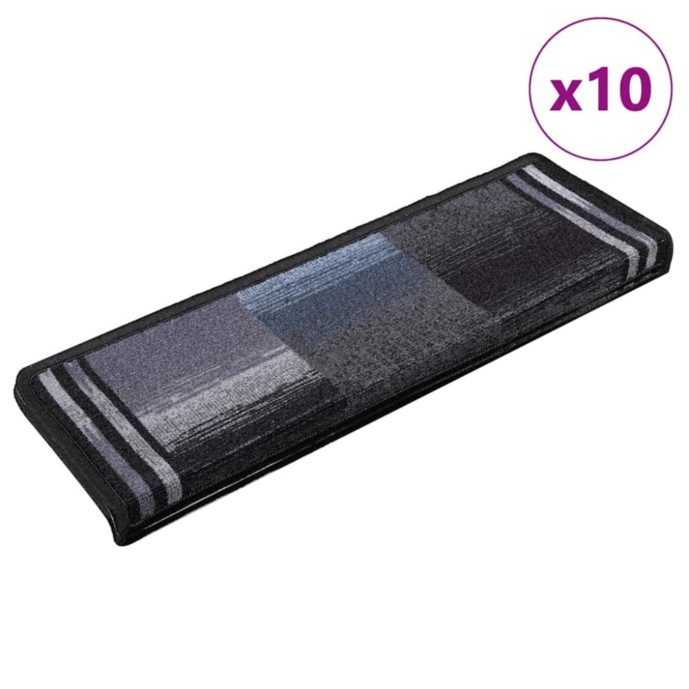 vidaXL Πατάκια Σκάλας Αυτοκόλλητα 10 τεμ. Μαύρα/Γκρι 65x21x4 εκ.