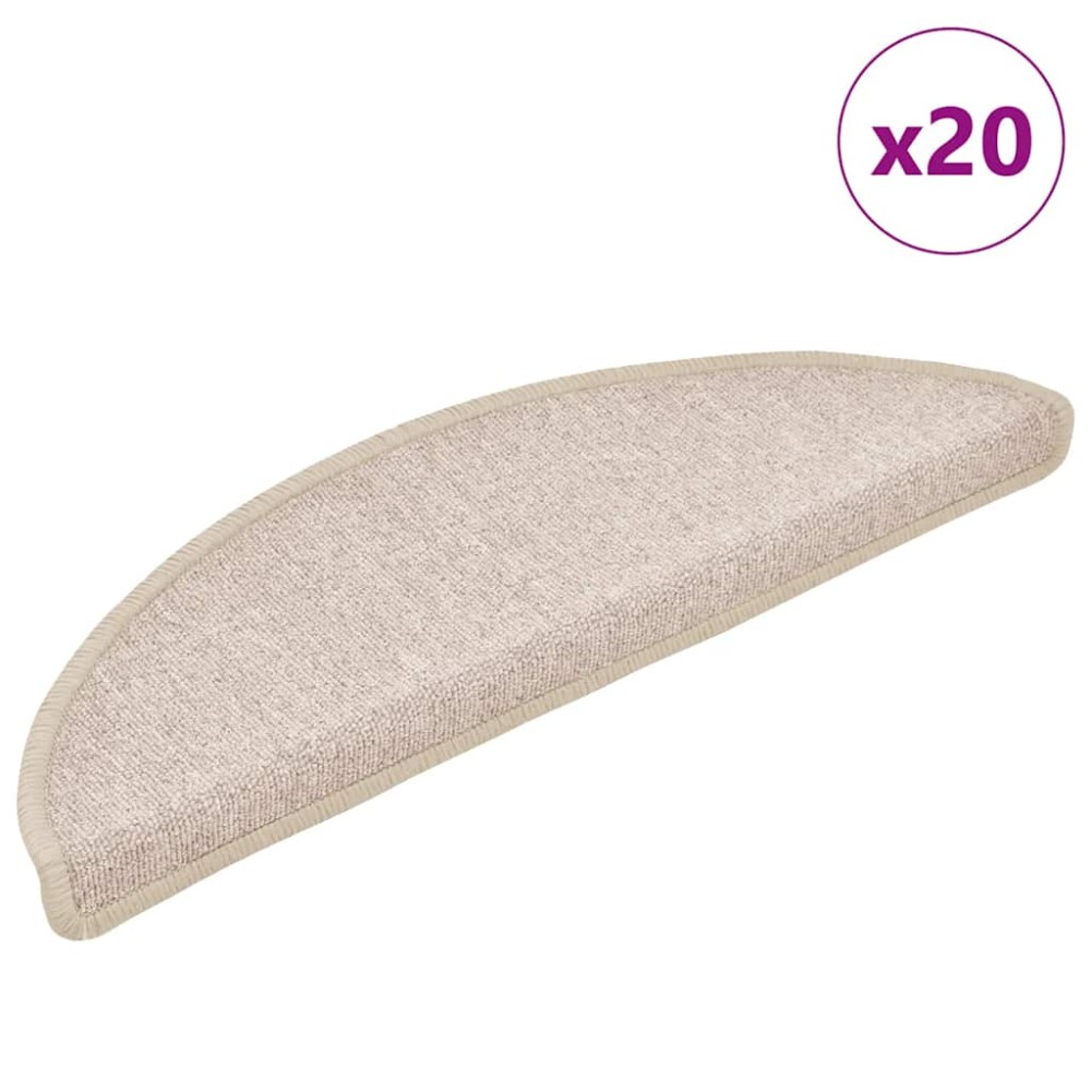 vidaXL Πατάκια Σκαλιών 20 τεμ. Μπεζ-Μπεζ Ημίκυκλα 56x17x3 εκ.