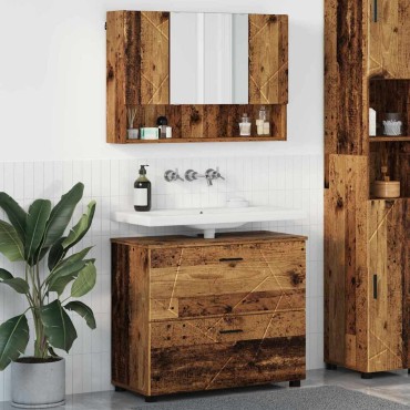 vidaXL Σετ Επίπλων Μπάνιου 2 τεμ. Παλιό Ξύλο 76,5x35x64 εκ
