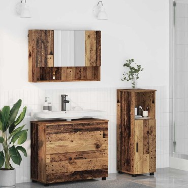 vidaXL Σετ Επίπλων Μπάνιου 3 τεμ. Παλιό Ξύλο 76,5x35x64 εκ