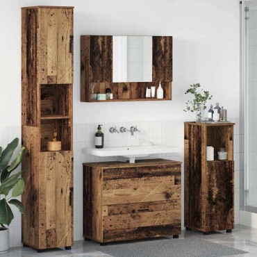 vidaXL Σετ Επίπλων Μπάνιου 4 τεμ. Παλιό Ξύλο 35x30x192 εκ