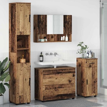 vidaXL Σετ Επίπλων Μπάνιου 4 τεμ. Παλιό Ξύλο 35x30x192 εκ
