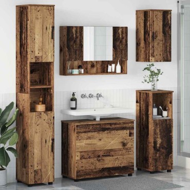 vidaXL Σετ Επίπλων Μπάνιου 5 τεμ. Παλιό Ξύλο 35x30x192 εκ