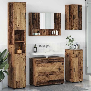 vidaXL Σετ Επίπλων Μπάνιου 5 τεμ. Παλιό Ξύλο 35x30x192 εκ