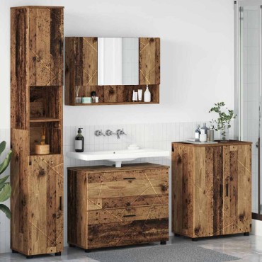 vidaXL Σετ Επίπλων Μπάνιου 4 τεμ. Παλιό Ξύλο 35x30x192 εκ