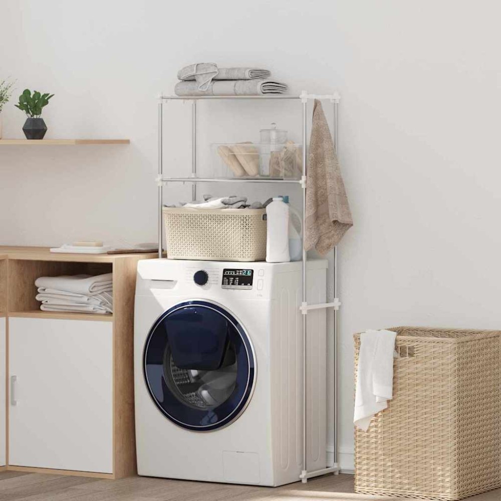vidaXL Ράφια πλυντηρίου ρούχων Λευκό 70x27x136cm Αλουμίνιο 1 τεμ.