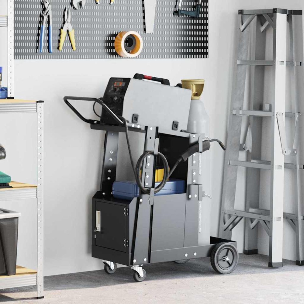 vidaXL Καρότσι συγκόλλησης Μαύρο 91 x 47 x 96 εκ Ατσάλι