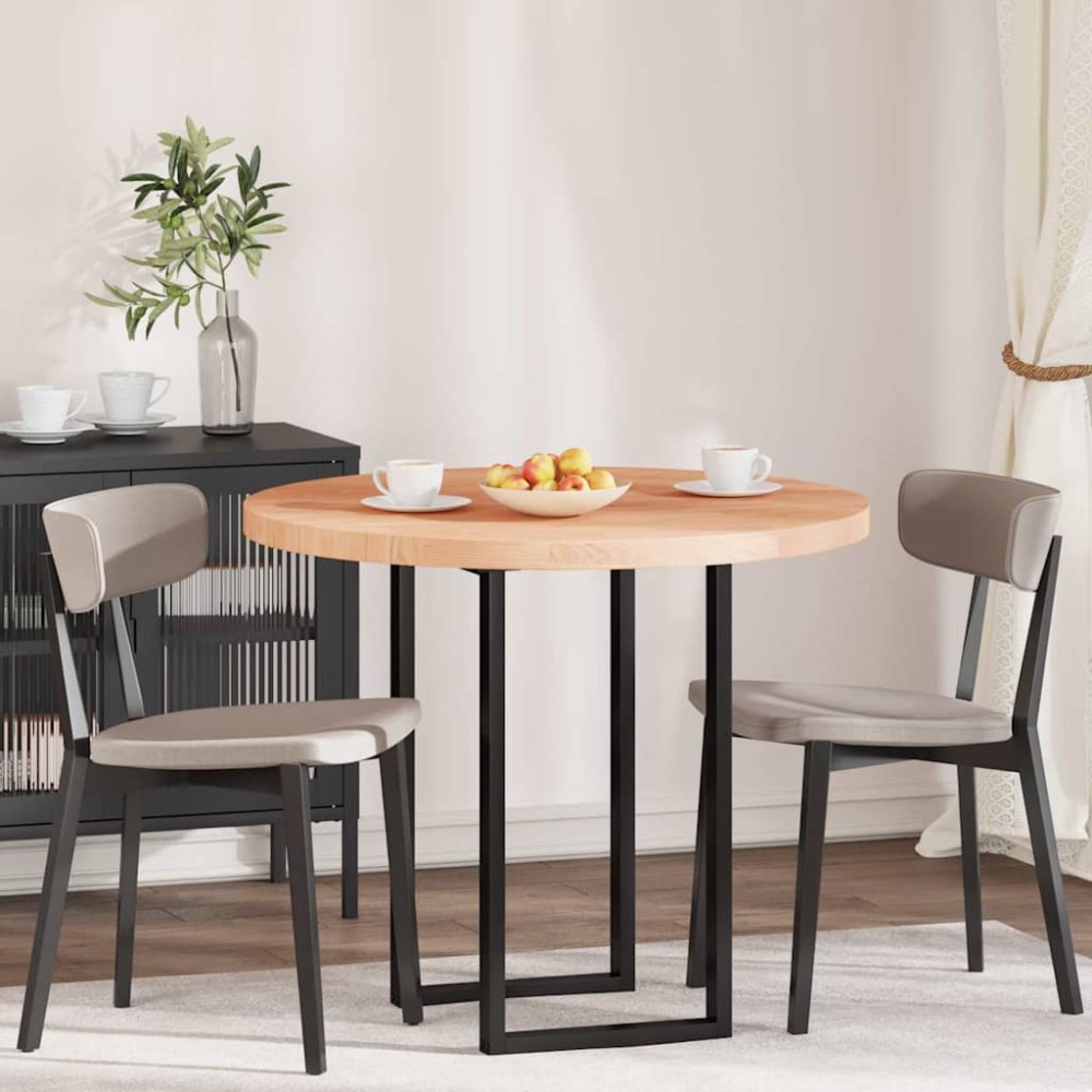 vidaXL Καπάκι τραπεζιού 90x4cm Γύρος Στερεό Ξύλο Δρυός