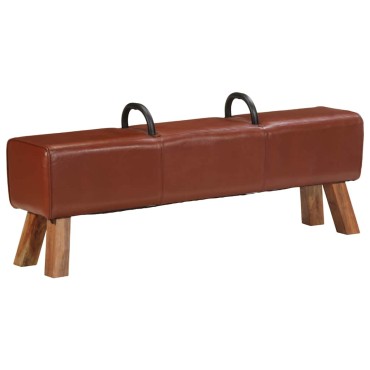 vidaXL Πάγκος Turnbock Vintage με Λαβές από Γνήσιο Δέρμα Κατσίκας 135x25x55cm 1 τεμ.
