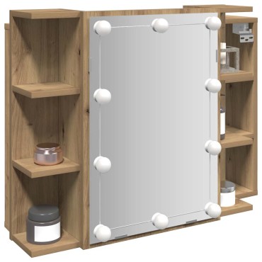 vidaXL Ντουλάπι καθρέφτη με LED Artisan Oak 70x16,5x60cm 1 τεμ.