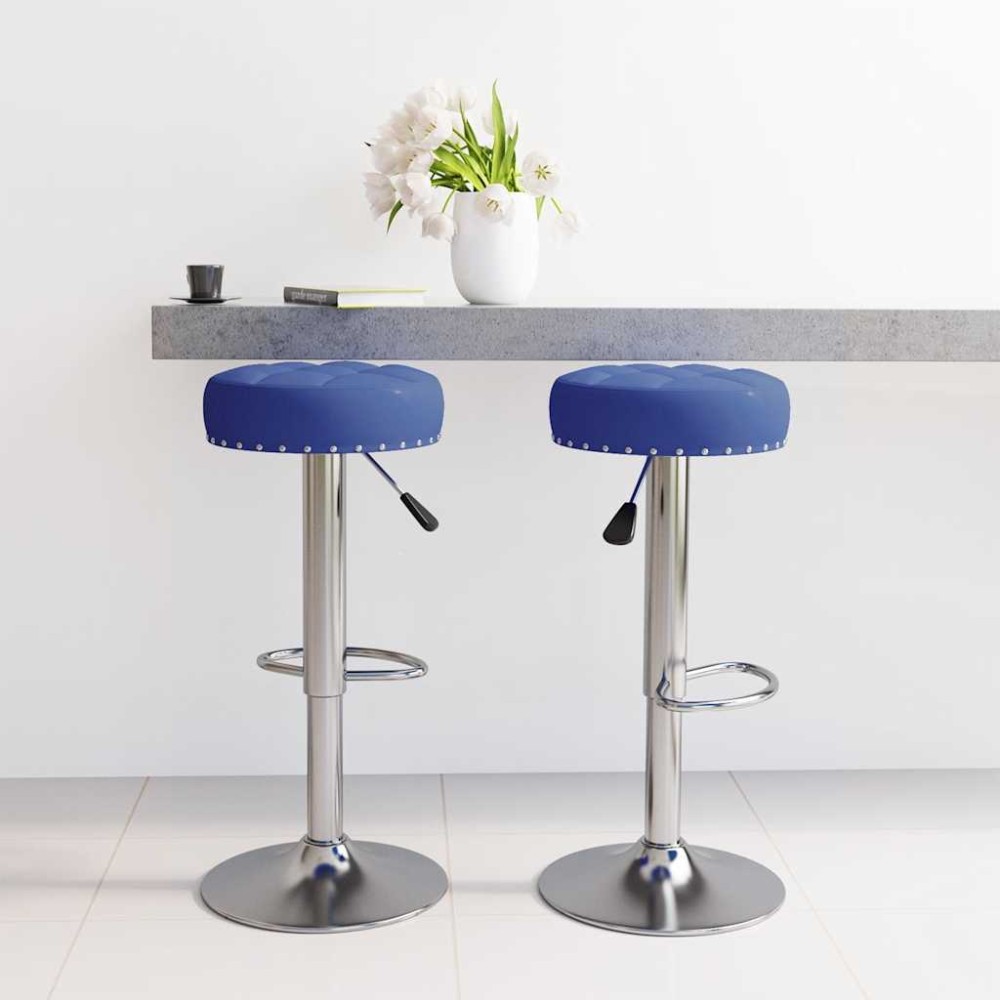 vidaXL Σκαμπό Μπαρ 2 τεμ. Μπλε Υφασμάτινα 38,5x38,5x(63-83)cm