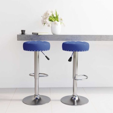 vidaXL Σκαμπό Μπαρ 2 τεμ. Μπλε Υφασμάτινα 38,5x38,5x(63-83)cm